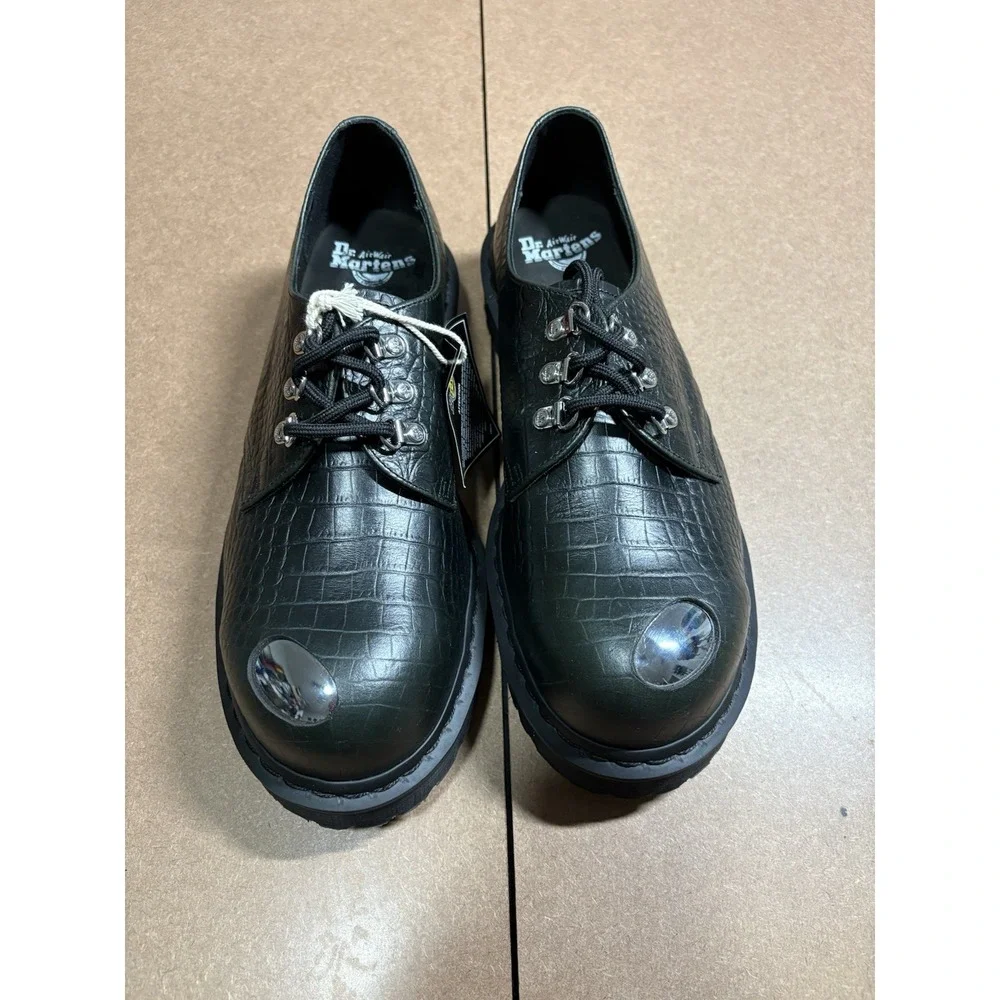 Dr Martens 1461 Bex Steel Toe Croc Embossed Leather Shoes Forest Green Size 10
